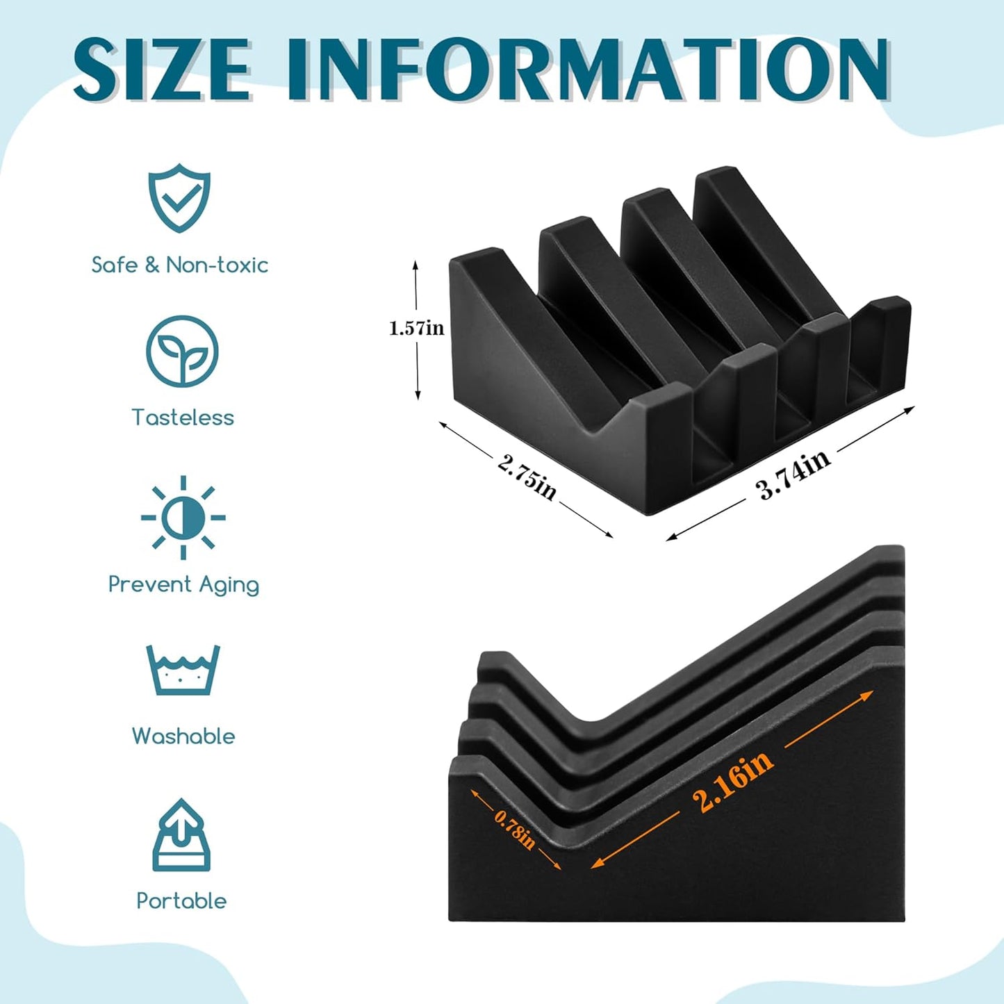 Self Draining Soap Dish Holder,Silicone Soap Dish,for Bathroom,Kitchen, Sponges，Can Extend Soap Life，Keep Soap Bars Dry and Easy Cleaning (2, Black&White)