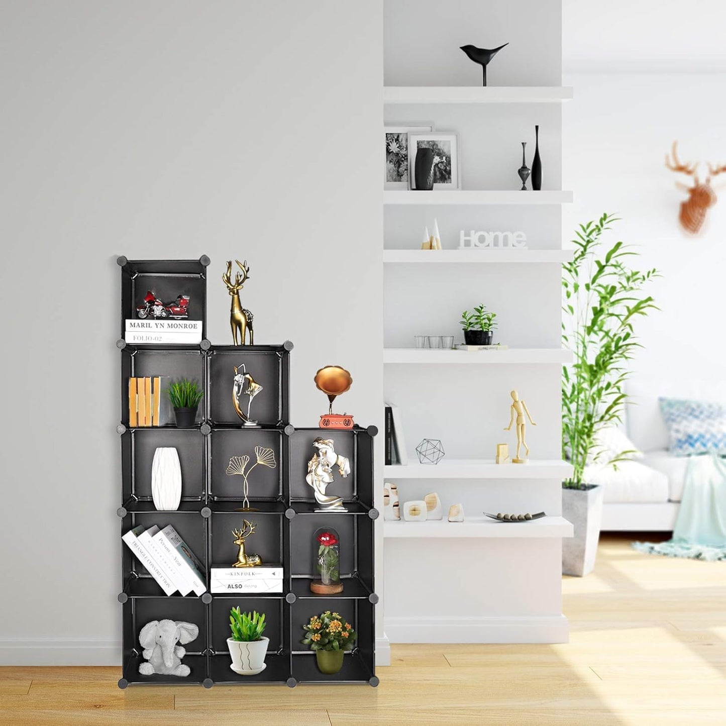 TUMUCUTE Cube Storage Organizer, DIY Plastic Closet Cabinet Modular Bookcase, Storage Shelves for Bedroom Living Room, Office（12-Cube，Plastic）