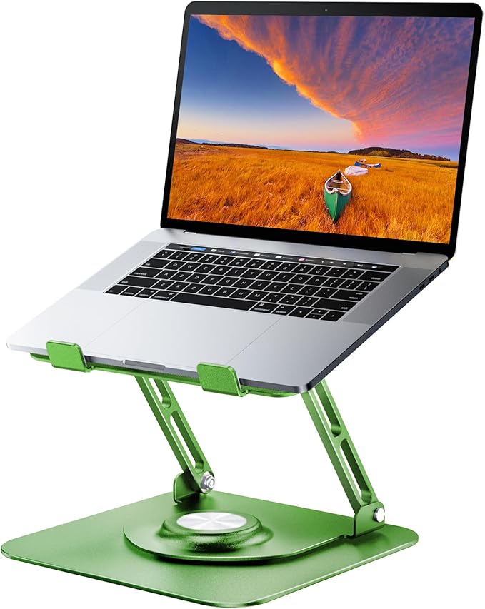 Laptop Stand for Desk, Adjustable Computer Stand with 360° Rotating Base, Ergonomic Laptop Riser for Collaborative Work, Foldable & Portable Laptop Stand, fits for All 10-16" Laptops