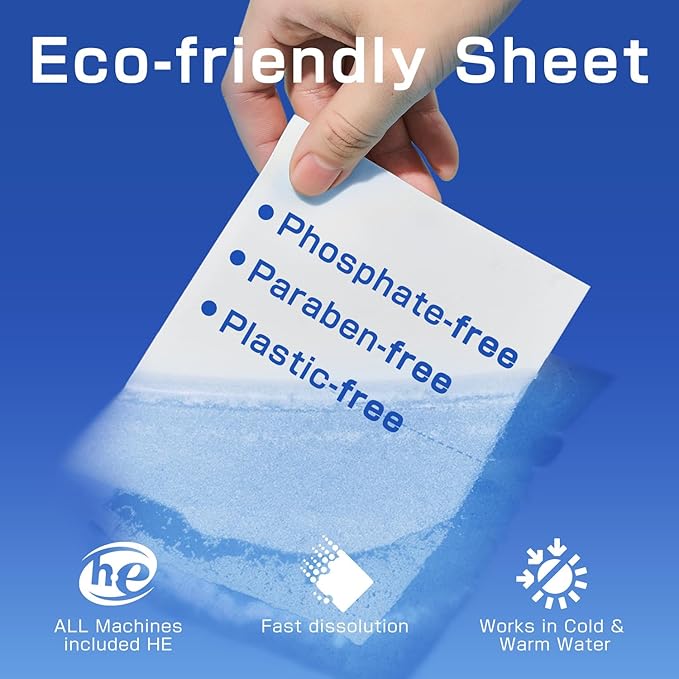 Soulink Laundry Detergent Sheets Fresh Linen Scent 240 Loads，Eco Friendly Detergent Strips for Travel & Home - No Plastic Jug Soap Strips, Plant-based, Hypoallergenic. Safe for Sensitive Skin