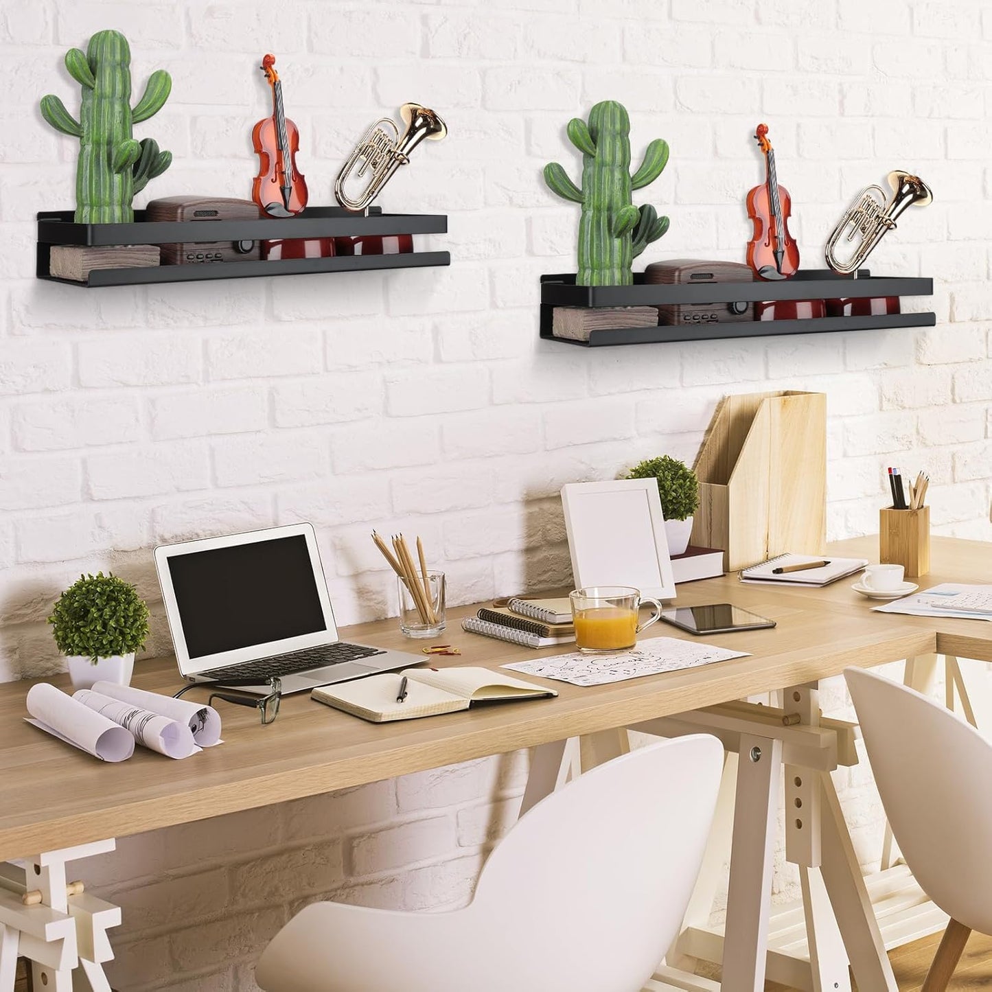 Lallisa 2 Pieces Stainless Steel Shelf Bathroom Shower Floating Shelves Wall Mounted Shower Caddy Basket Shelf Storage Organizer Shelves for Bathroom, Kitchen, Living Room (Black,11.81 Inch/ 30 cm)