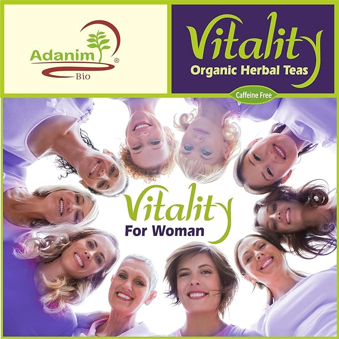 Adanim Bio Vitality Organic Herbal Tea Sampler Tea Set Variety Pack 8 Flavors Assorted Tea 64 Individually Wrapped Tea Bags Caffeine Free Natural Ingredients Christmas Tea Birthday Gift Box for Women