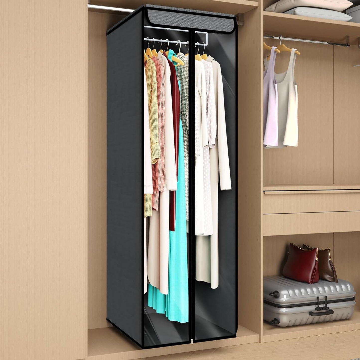 Univivi Garment Bags for Hanging Clothes, Large Clothes Storage Bags Closet Organizer with Clear Window, Premium Hanging Garment Storage Bag for Suits, Coats, Dresses, 54", 2 Pack (Dark Grey)