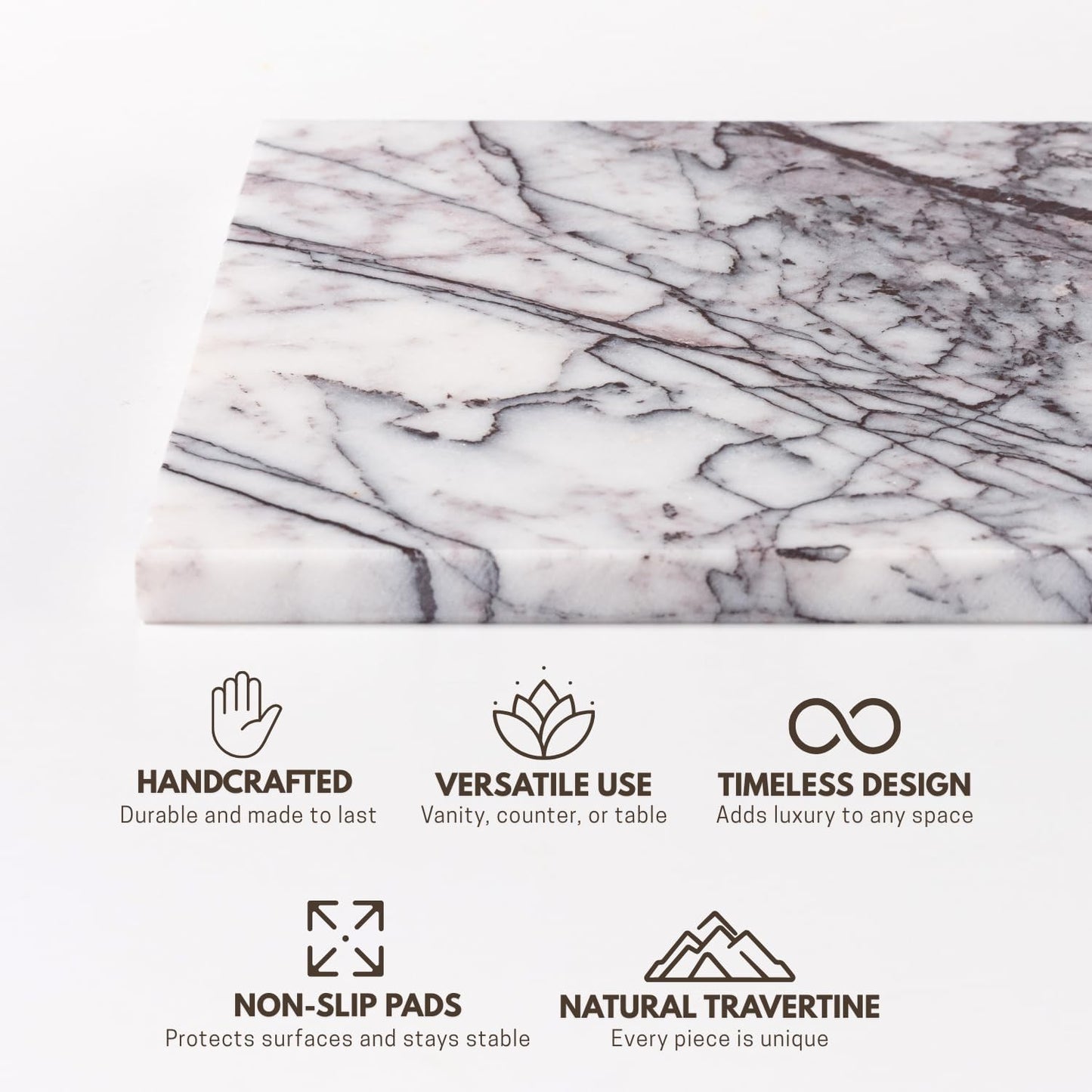 Handcrafted Marble Tray – Bathroom Counter Organizer, Jewelry Tray, Perfume Organizer & Decorative Tray for Vanity Accessories, Coffee Table Decor & Bathroom Countertop (Rectangular, Leilac)