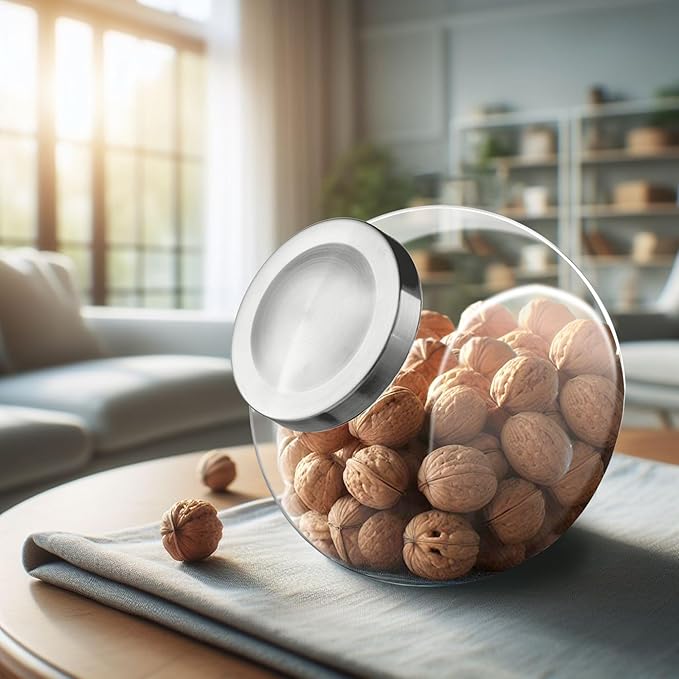 Amazing Abby - Sweet Caroline - 2-Pack 75-Ounce Plastic Candy Jar with Stainless Steel Lid, Cookie Jar, Apothecary Jar, BPA-Free, Shatter-Proof, Great for Candy Buffet, Decorative Display, and More