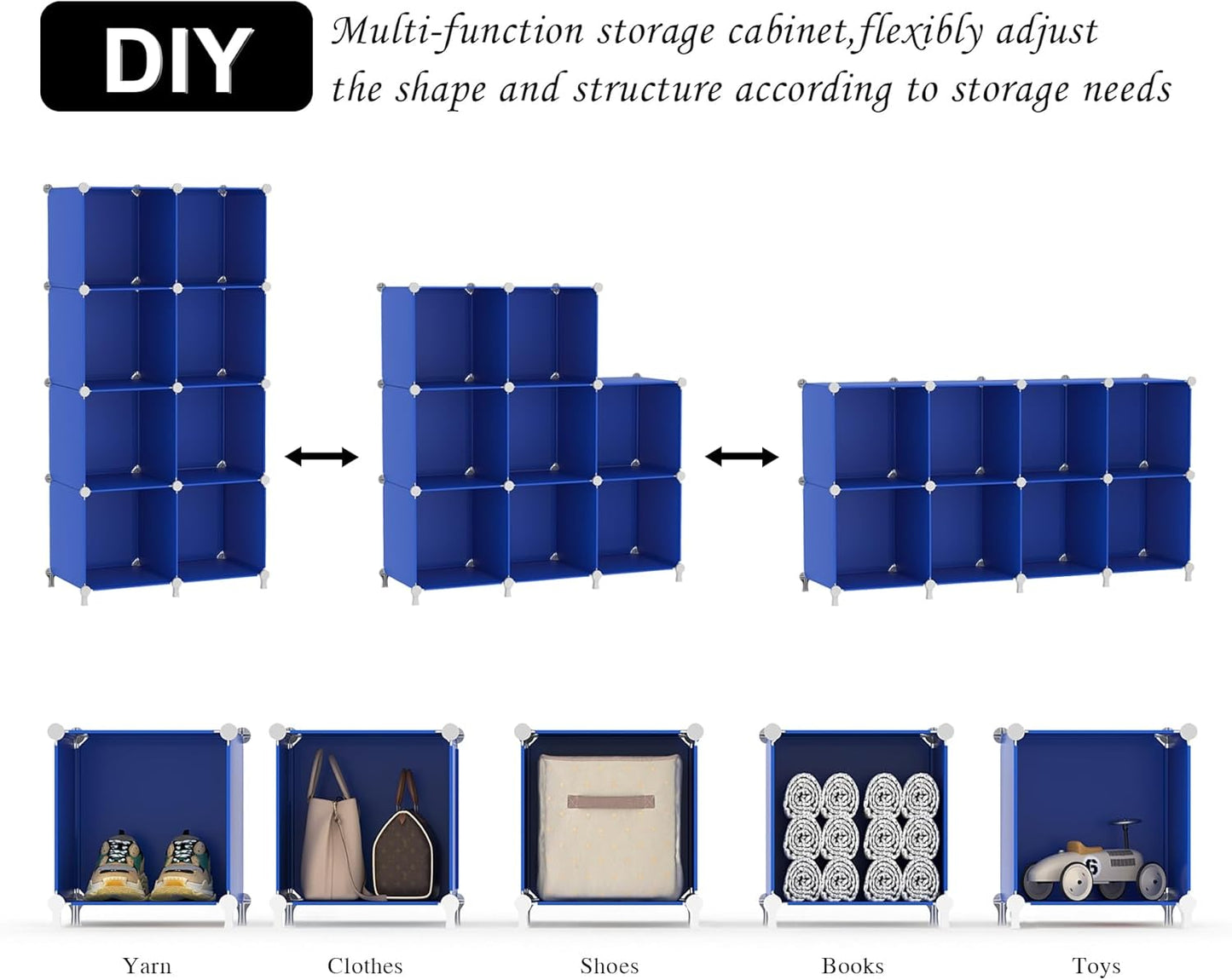 AWTATOS Cube Storage Organizer, 8 Cube Closet Organizers and Storage Shelves, DIY Stackable Bookshelf for Bedroom, Home, Admiral Blue