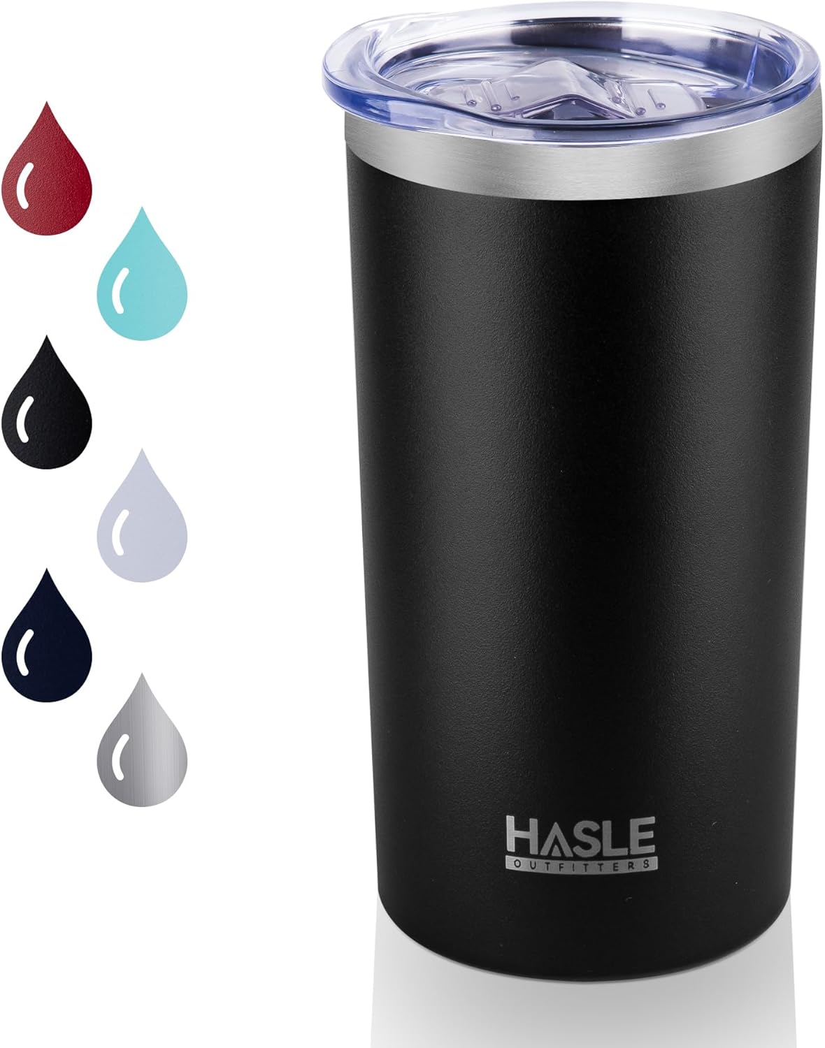 HASLE OUTFITTERS 12 oz Skinny Tumbler, Stainless Steel Insulated Slim Tumbler with Lid, Reusable Double Wall Travel Coffee Mug, Durable Powder Coated Travel Water Cup(Black, 1)