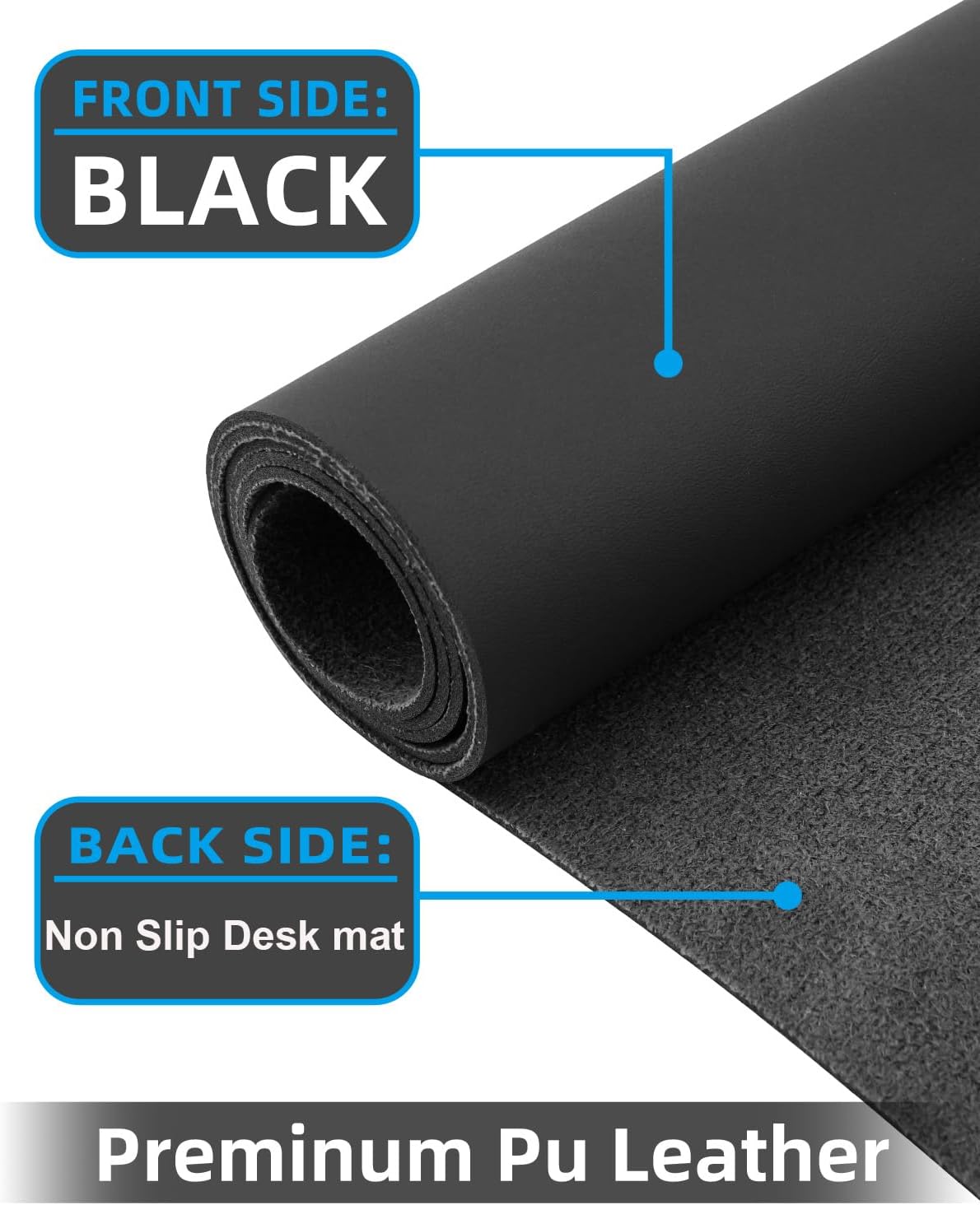 Desk mat Large, Leather Desk Pad Protector,Office Desk Mat,Mouse Pad, Non-Slip Desk Blotter, Laptop Desk Pad, Waterproof Desk Writing Pad for Office&Home (Black, 55" x 24")