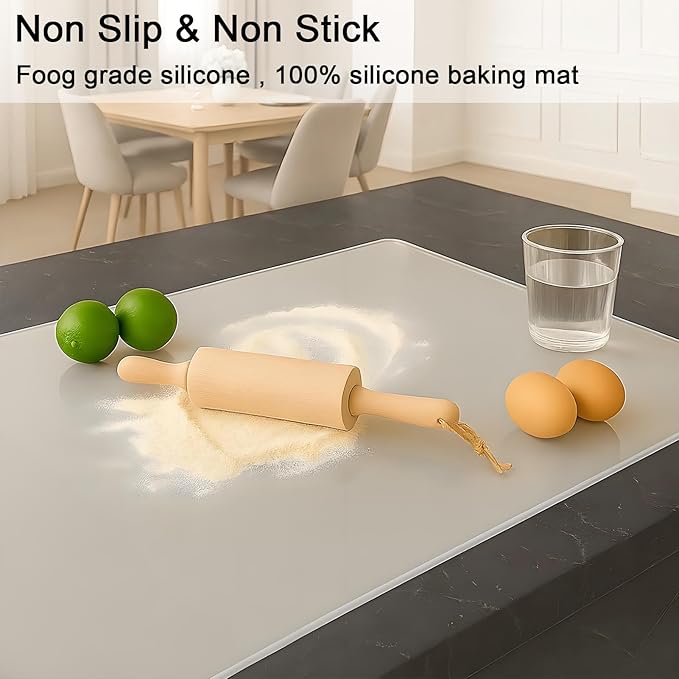 Silicone Mat 35.4"x23.6" Silicone Mats for Kitchen Counter Heat Resistant Mats for Countertop, Countertop Protector Mat, Edge Heightening Nonstick Waterproof Multipurpose Table Mat Translucent