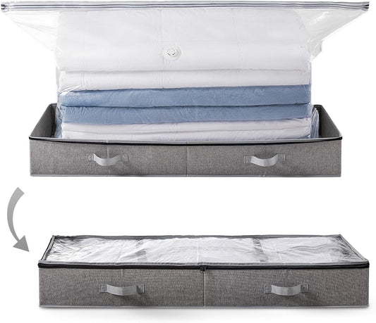TAILI Under Bed Vacuum Storage Bags for Comforters and Blankets, Save 80% Space, Large Capacity Foldable Under Bed Storage Box for Quilts Pillow Blankets Linen, 41" x 17.7" x 6", Jumbo Vacuum Seal