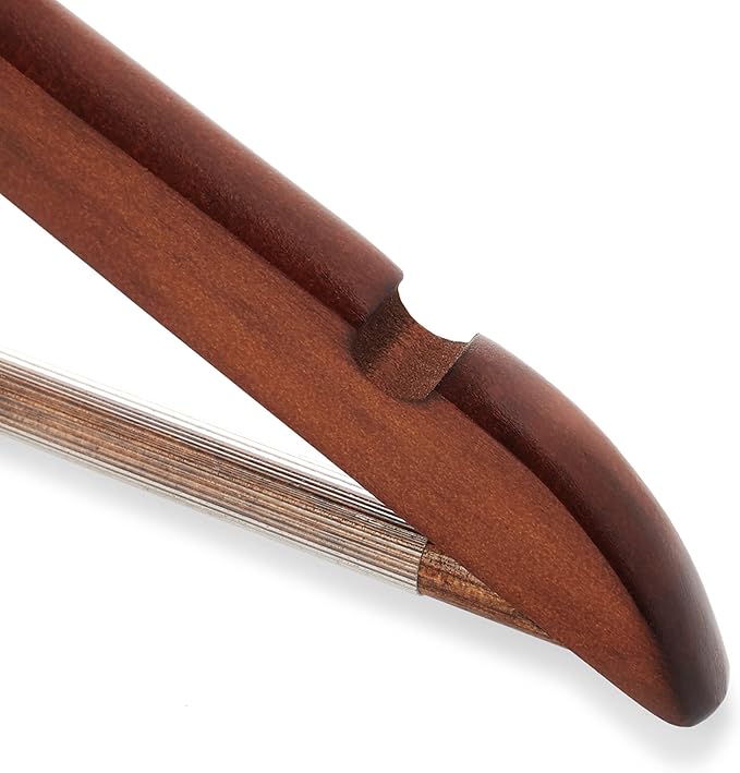 Casafield - 40 Walnut Wooden Suit Hangers - Premium Lotus Wood with Notches & Chrome Swivel Hook for Dress Clothes, Coats, Jackets, Pants, Shirts, Skirts