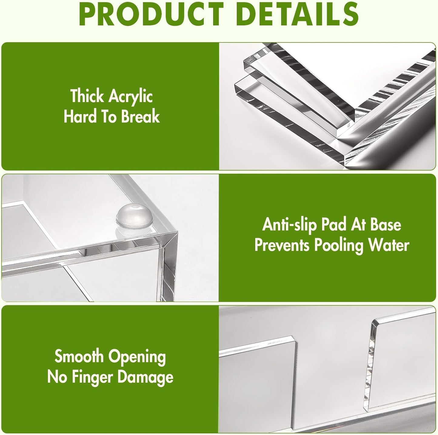 Acrylic Cocktail Napkin Holder for Table, for 5 x 5 Inches Napkin, Modern Flat Napkin Holders for Kitchen, Clear Waterproof Napkins Holder for Dinner, Home, Bar