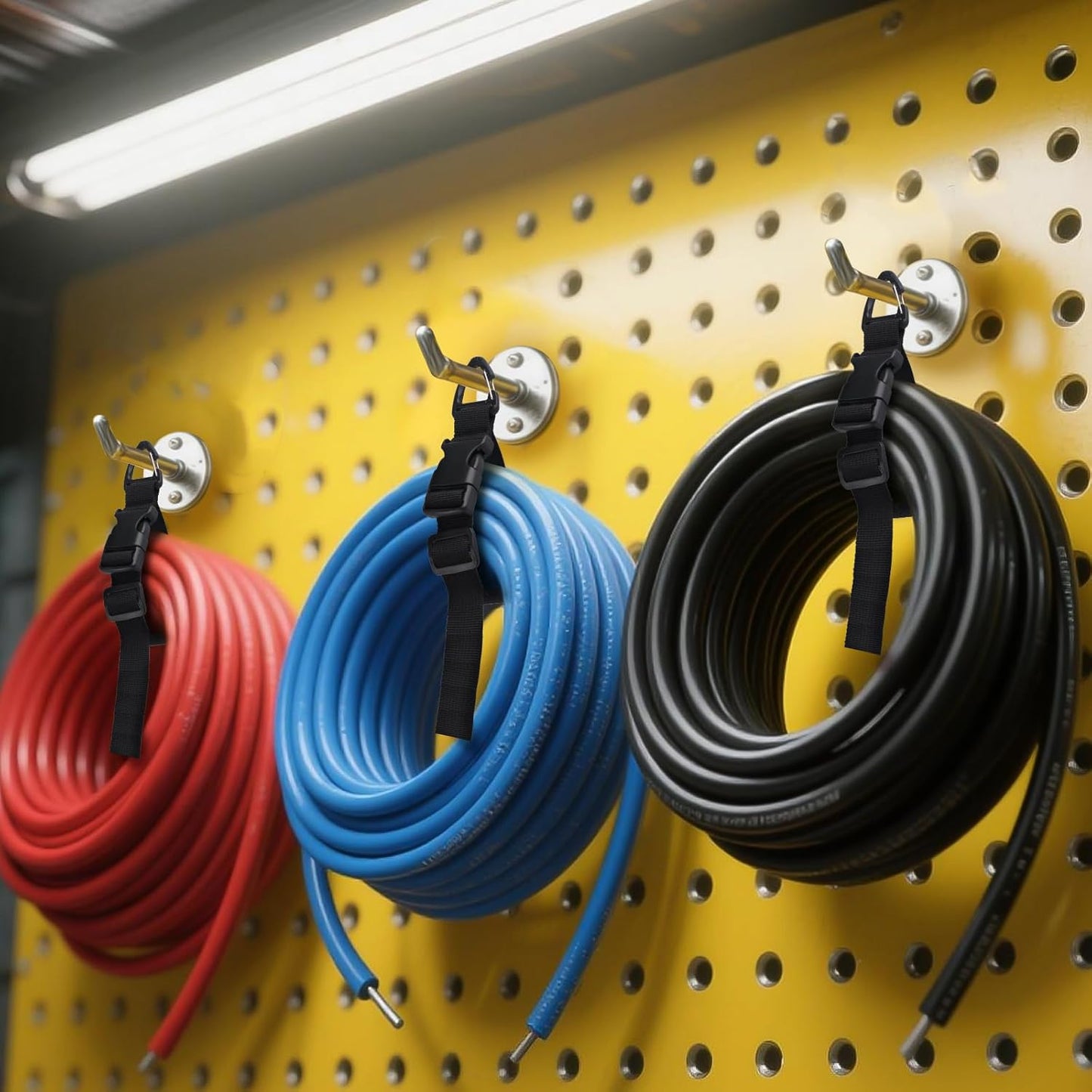 17 Inch Extension Cord Holder Organizer with Triangle Clips for Garage Organization and Storage, Adjustable Heavy Duty Storage Straps for Men Workshop (12)