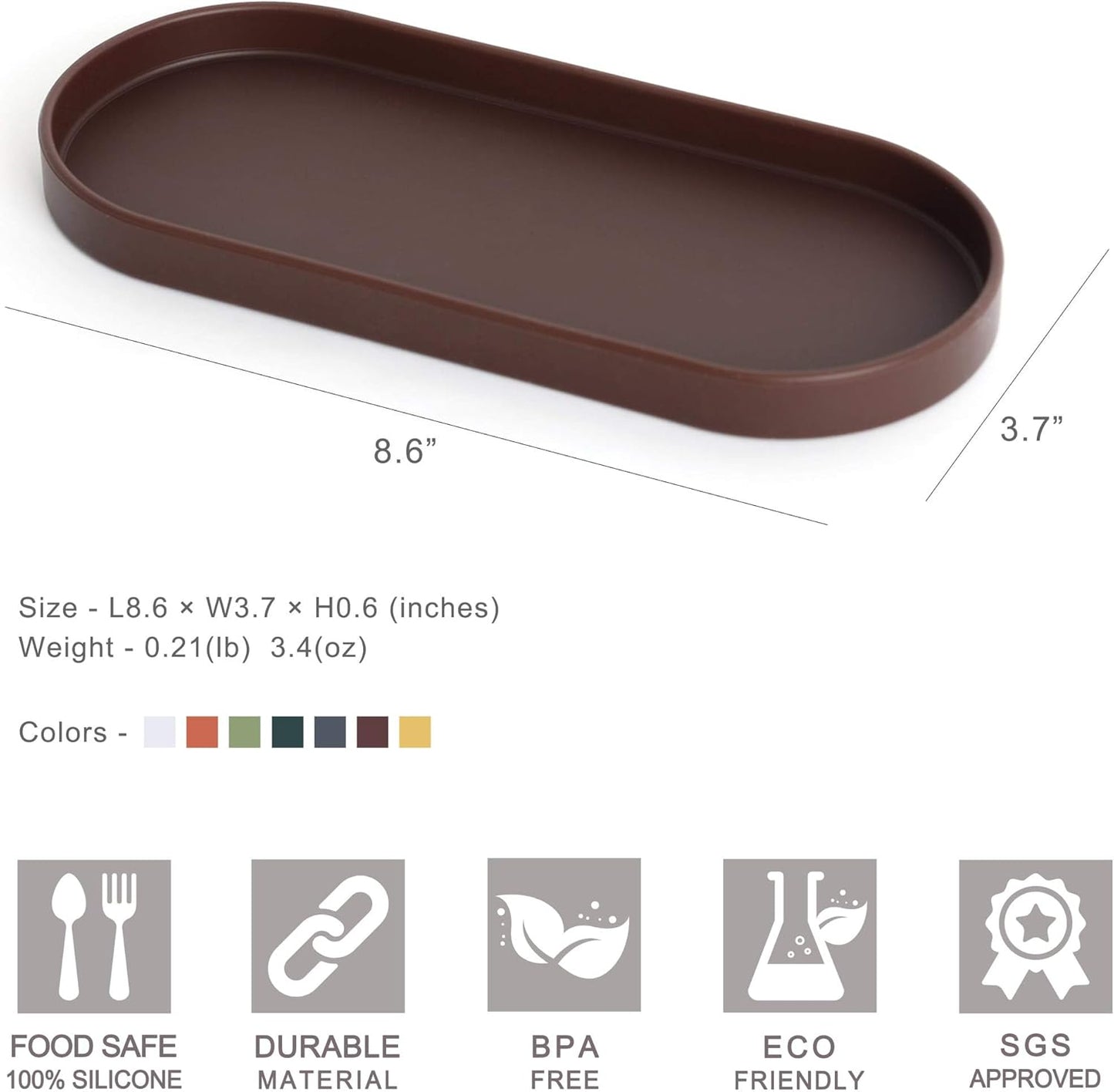 Lazy K Silicone Tray - Small Vanity Tray Organizer - Spoon Rest Holder - Multi-Purpose Modern Kitchen Sink, Bathroom, Counter Organizer (White)