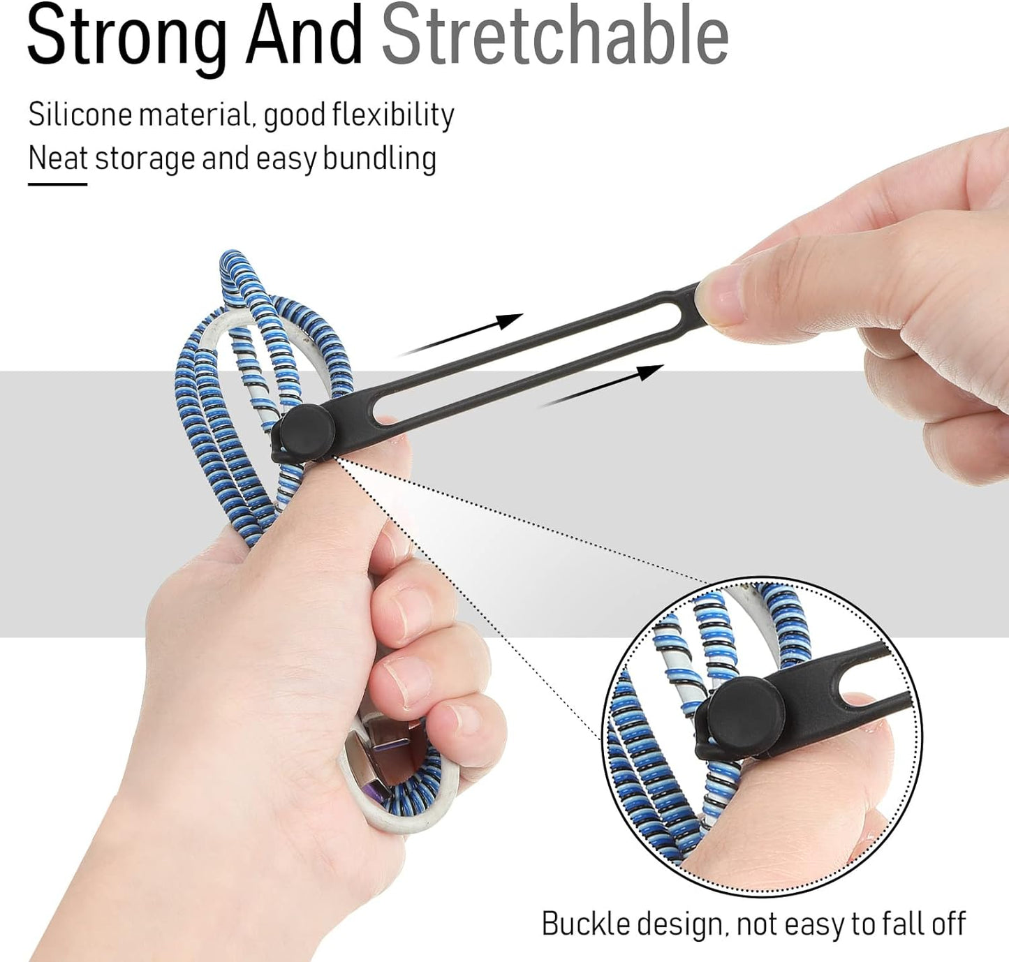 Nuanchu 40 Pcs Silicone Cable Ties Reusable Holder Adjustable Straps Multipurpose Charging Cable Organizer for Fastening Charging Cords Wires(4.17 Inch,Black, White)