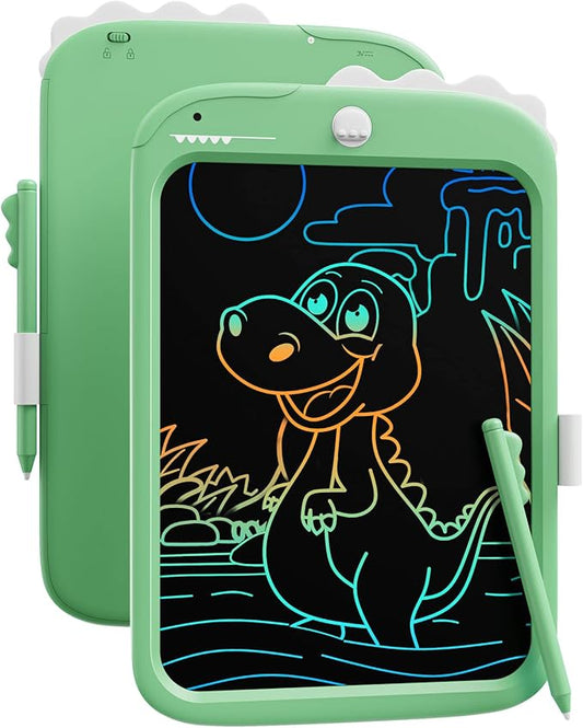 TEKFUN LCD Writing Tablet for Kids, Doodle Board Dinosaur Toys, Travel Essentials Toys for 3 4 5 6 Year Old Boys Girls, Easter Birthday Christmas Gifts (10inch Green)