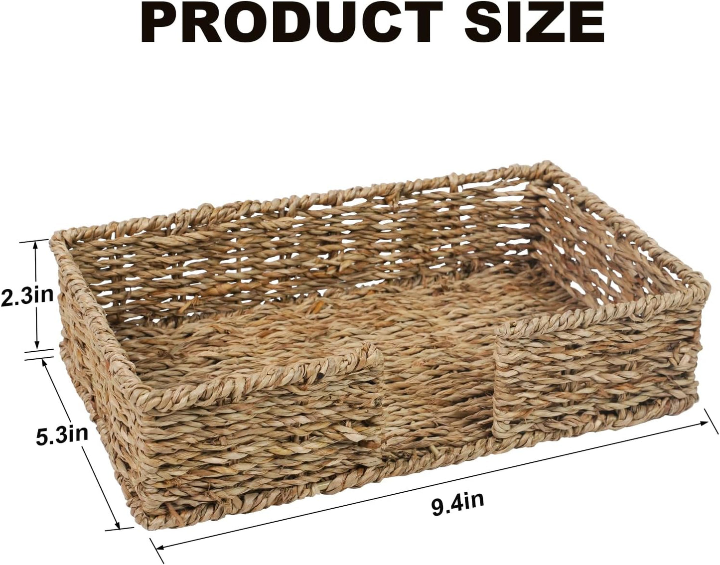Seagrass Disposable Guest Towel Holder Tray for Bathroom, Wicker Counter Rectangular Bathroom Napkin Holder for Ktichen, Woven Hand Towel Holder Tray for Home, Kitchen, Hotel, Farmhouse