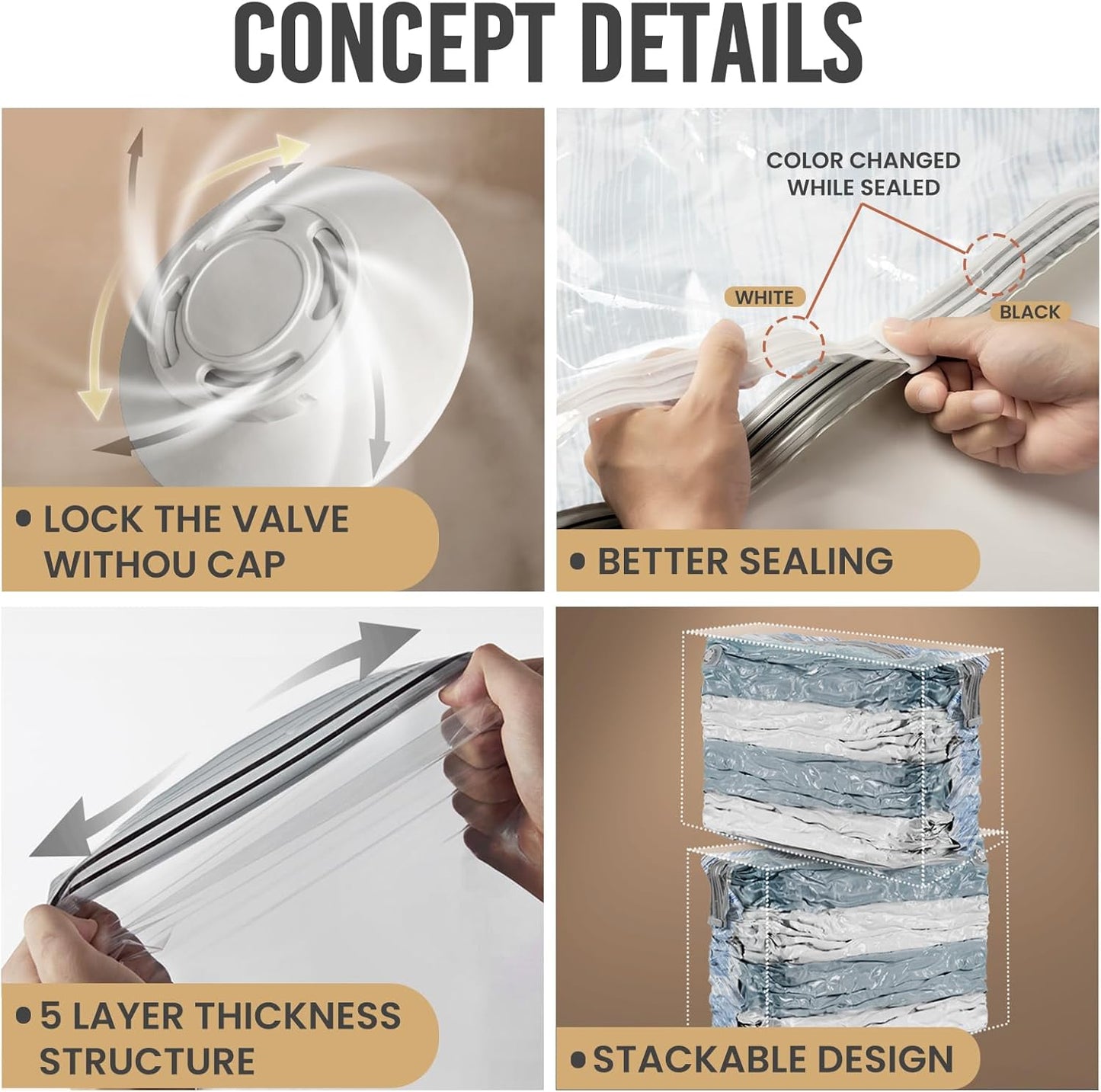 TAILI Vacuum Storage Bags 4 Pack, Jumbo Cube (31x40x15 Inch), Vacuum Seal Bags for Beddings, Comforters, Pillows, Clothes, Space Saving for Closet and Home Storage, Blue Coastline