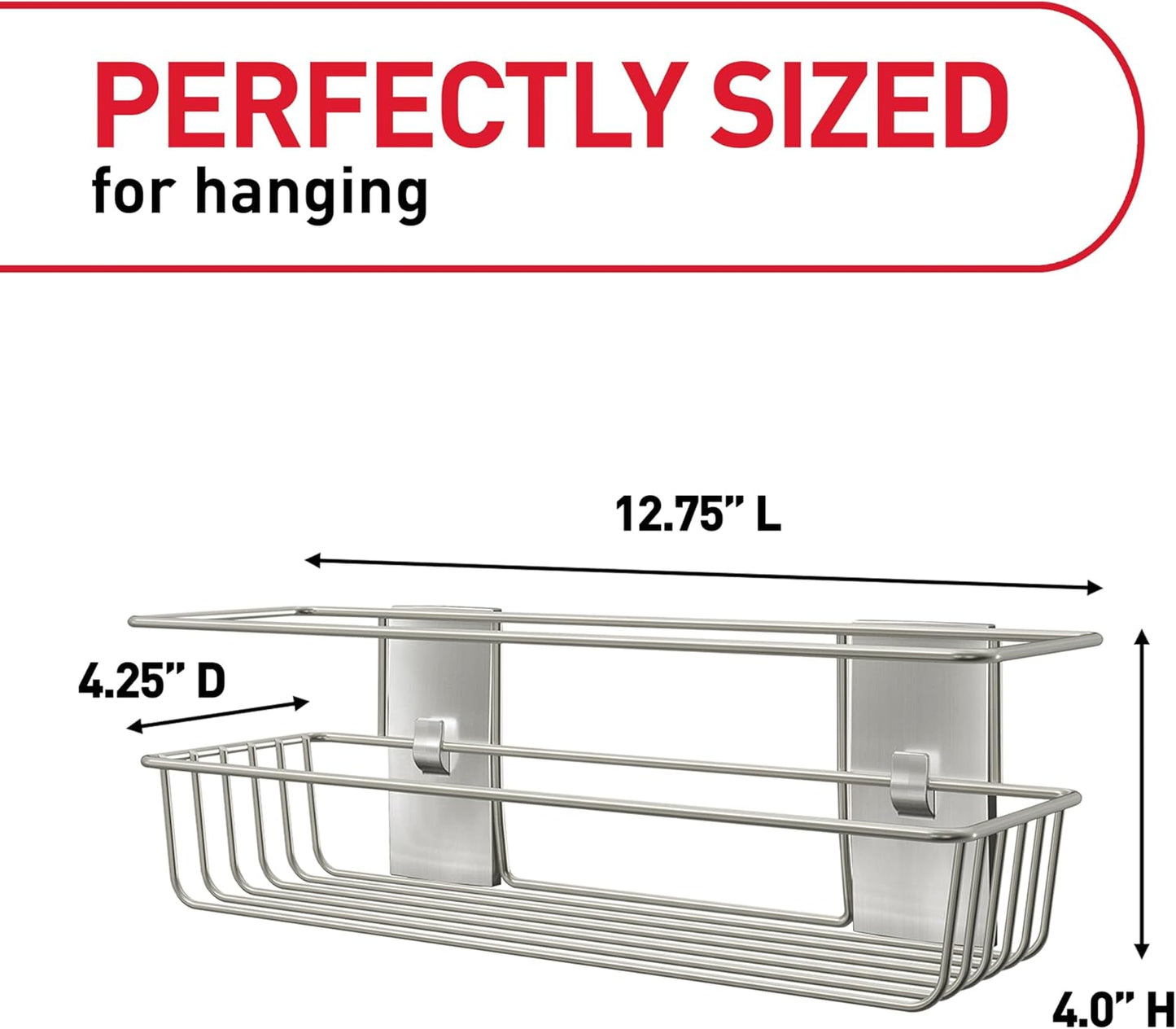 Command Shower Caddy Matte Black with Water Resistant Command Strips, Bathroom Organizer, Holds up to 6.5 lbs, 1 Count (Pack of 1)