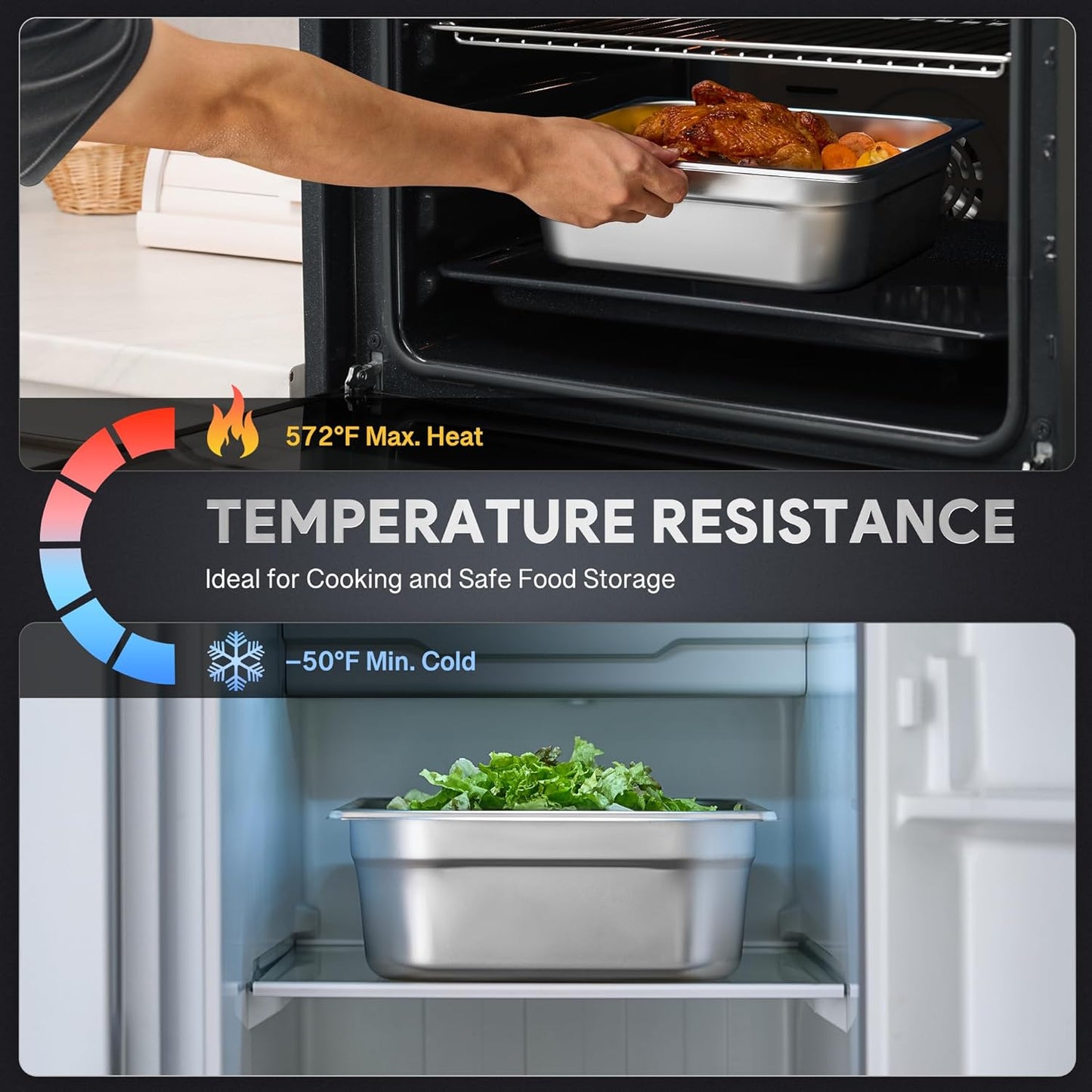 WILPREP 6 Pack Hotel Pans NSF Listed, 1/2 Size 4 in Deep Steam Table Pans with Lids, Food Grade Stainless Steel Hotel, 7.4 qt Catering Food Storage for Buffets Events Restaurants