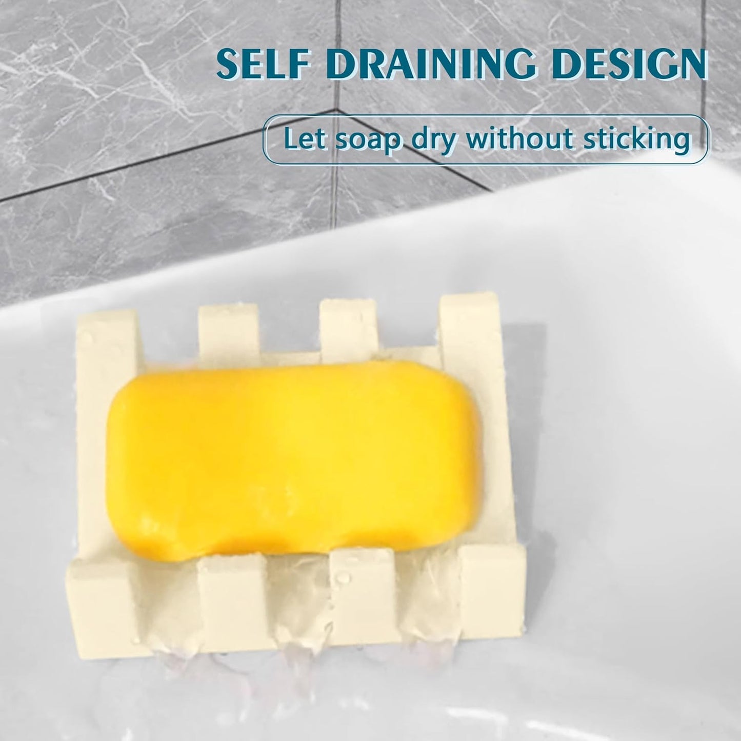 Self Draining Soap Dish Holder,Silicone Soap Dish,for Bathroom,Kitchen, Sponges，Can Extend Soap Life，Keep Soap Bars Dry and Easy Cleaning (2, Cream White)