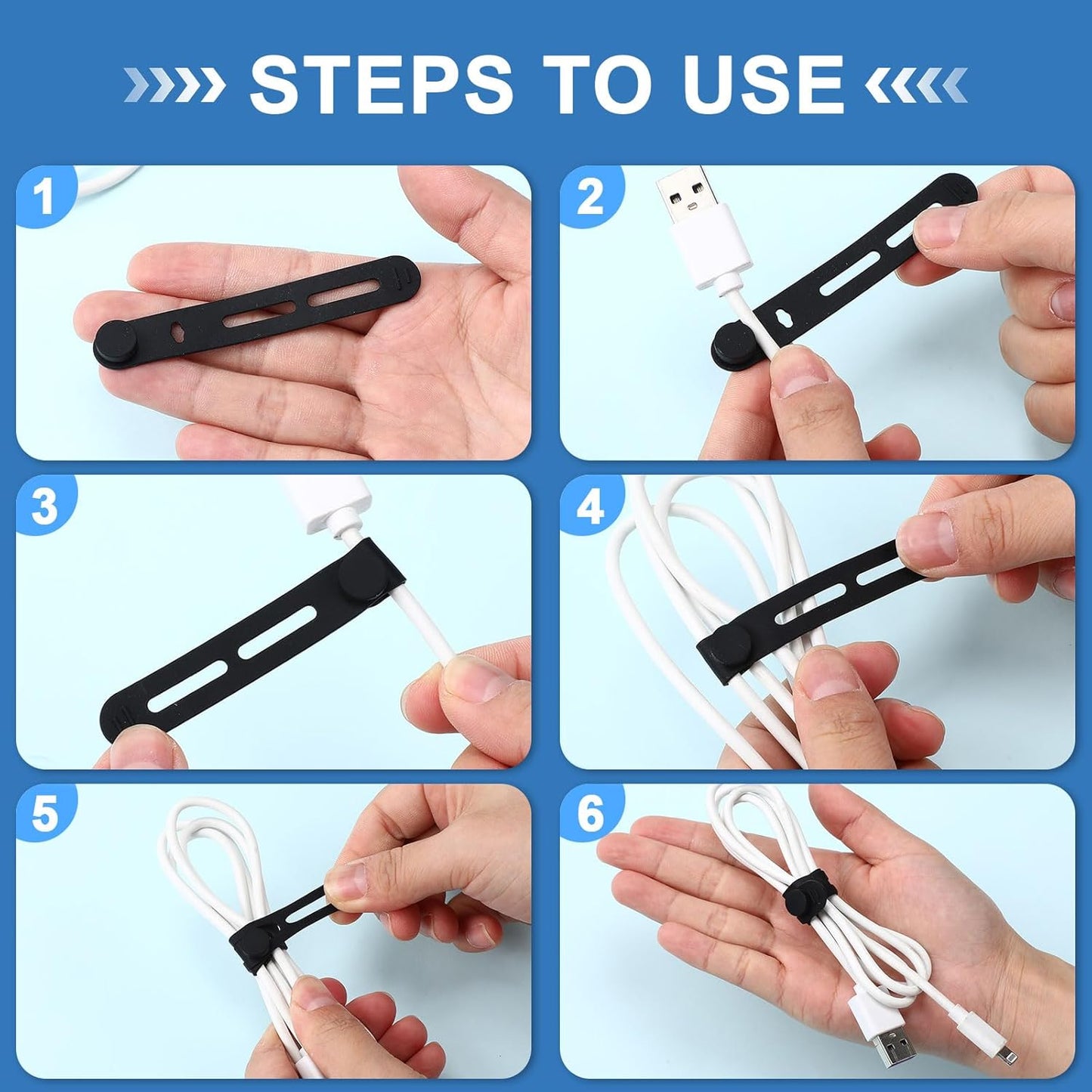 42 Pcs Silicone Cable Ties Reusable Cord Straps Multipurpose Elastic Cable Organizer for Bundling Fastening Earphone Phone Charger Home Office School(Black,3.15 Inch)