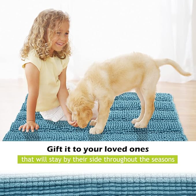 KGORGE Large Bathroom Rugs - Extra Soft Bath Mat Water Absorbent Non-Slip Thick Shaggy Shower Carpet for Tub Kitchen Toilet Door Way, Bluish Green, 60" x 24", 1 Pc