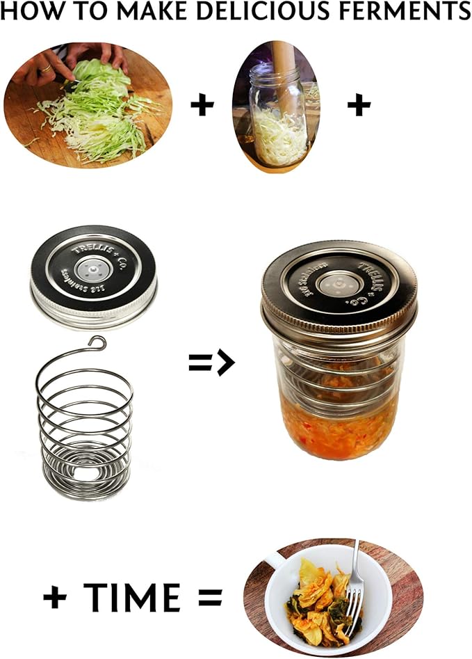 Stainless Steel PickleHelix Coils, Fermentation Weights | 3 Pack | for Wide Mouth Mason Jar Fermenting | Best Way to Hold Vegetables Under Water for Fermentation