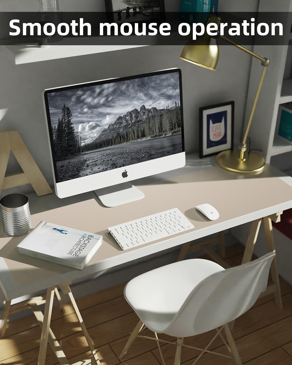 Extra Large Desk pad, Leather Desk Pad Protector,Office Desk Mat,Mouse Pad, Non-Slip Desk Blotter, Laptop Desk Pad, Waterproof Desk Writing Pad for Office&Home (Apricot, 55" x 17")