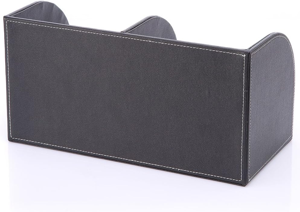 KINGFOM Pu Leather Desk Organizer Pen Pencil Holder Office Supplies Caddy Storage Box 6 Compartments with Drawer Black (Full Pu Leather)