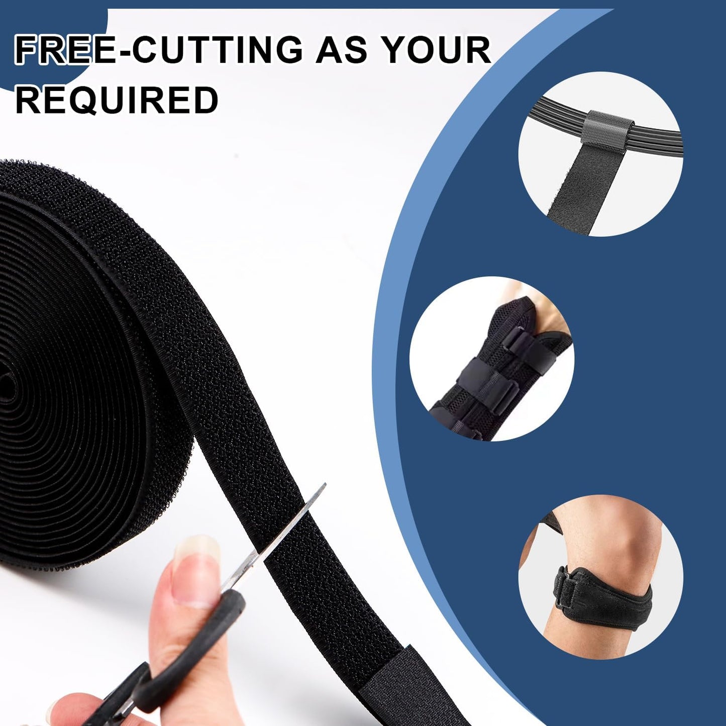 Hook and Loop Cable Straps 1" x 16.5 Ft with 24 Buckles Adjustable Fastening Reusable Nylon Securing Cord Cinch Strap Ties Free Cut for Cable Management RV Workshop DIY (Black)