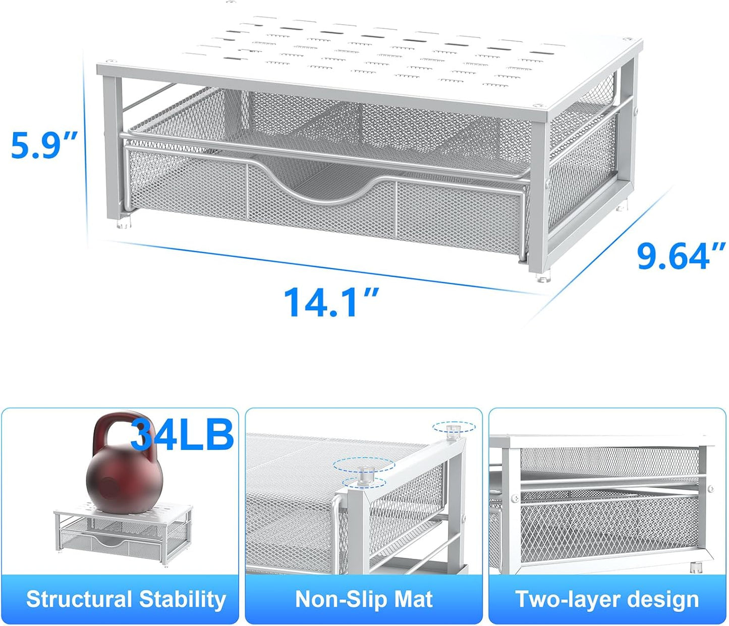 gianotter Computer Monitor Stand Riser, office organizer with Drawer, Office Organizers Storage for Classroom Office Supplies (White)
