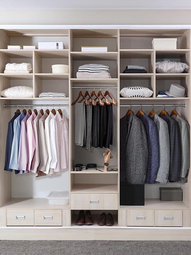 HOUSE DAY 19'' Extra Wide Shoulder Wooden Hangers 6 Pack, Premium Large Wood Suit Hangers with Non Slip Pant Holder, Wide Shoulder Hangers for Suits, Coats, Jackets, Heavy Wide Clothes Hanger, Walnut