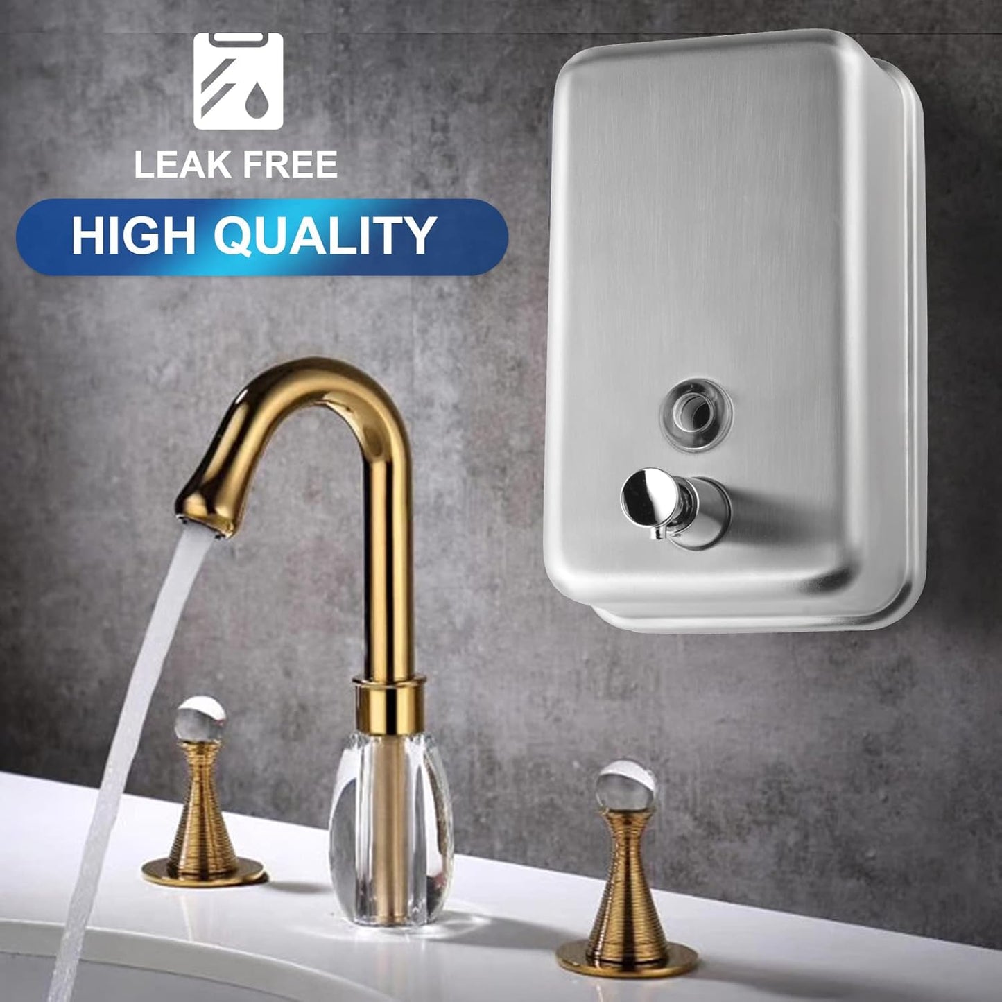 Commercial Wall Mount Stainless Steel Soap Dispenser, Corrosion Proof Lining Liquid Hand Sanitizer Dispenser Bathroom 1100ml / 37oz. (Vertical)