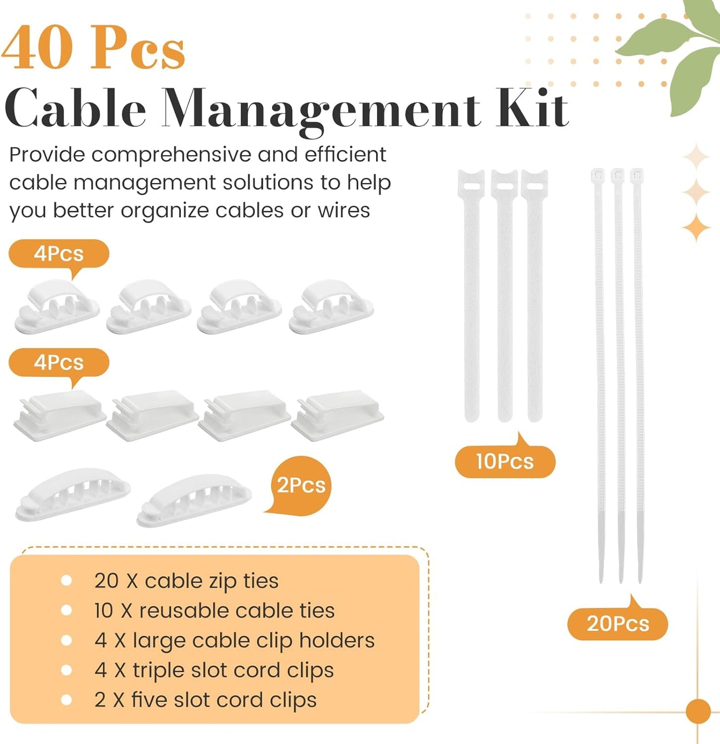 2 Set Cable Management Box Wooden Medium & Large Cord Organizer and Box for TV Computer Wire USB Hub System, Surge Protector Cord Hider on Desk or Floor