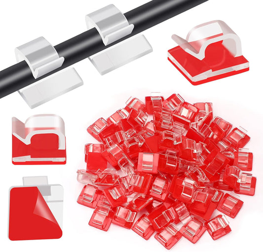 80 PCS Adhesive Cable Clips Christmas Clear Light Strip Mounting Clips Led Light Wire Holder Cable Clamp Organizer for Desk Outdoor Wall Cable