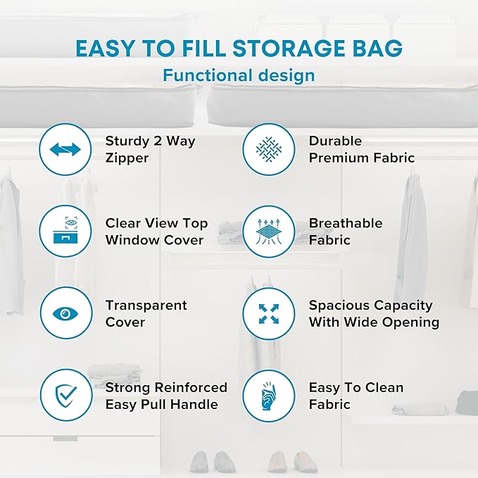 NeatNestly SmartCube Under Bed Storage Bags - 3 Pack Large 39" x 18" x 6" Gray Containers with Reinforced Handles, Foldable Underbed Storage Organizer for Clothing, Blankets & Shoes