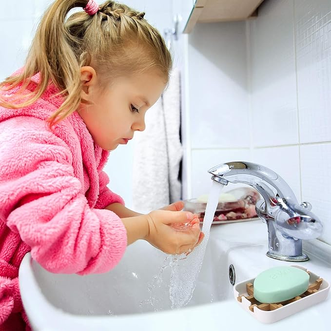 Bamboo Wooden Soap Dishes for Bathroom Bar Soap Holder Shower Soap Holder Sink Deck Bathtub Shower Tray (One Pieces White)