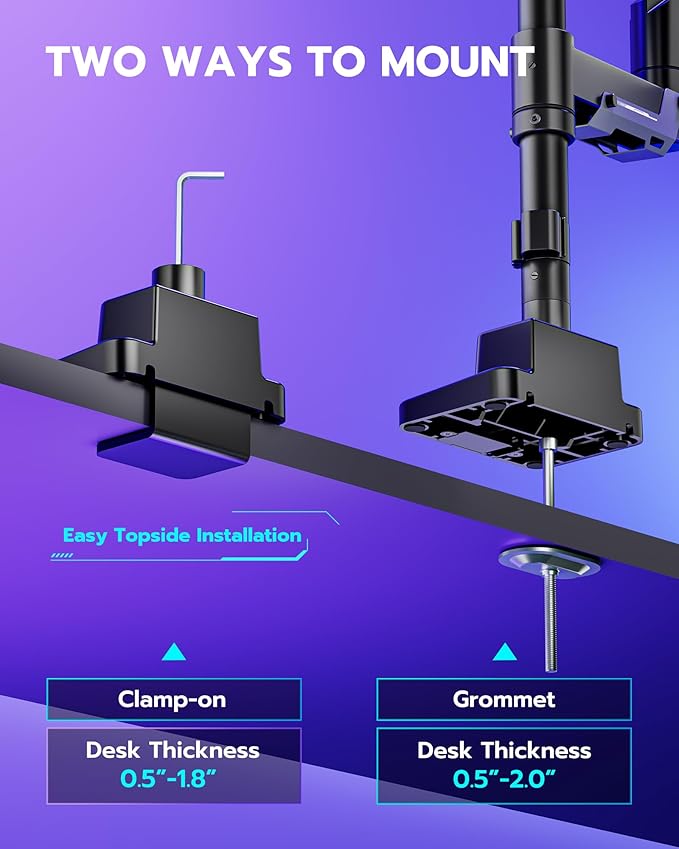 ARES WING Single Monitor Mount, Ultrawide Monitor Arm for 24 to 57 Inch Heavy Duty Curved Screen, Adjustable Gas Spring Monitors Arm Stand up to 66LBS with 75/100/200 Vesa Mount, Black