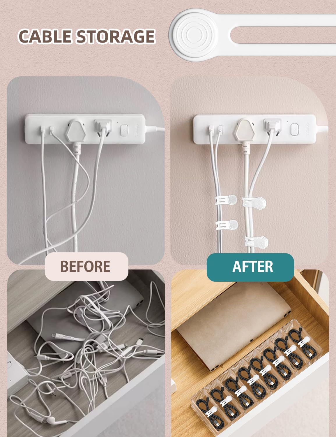 Reusable Silicone Magnetic Cord Ties - Kanemc 4.72 Inch Upgraded Twist Ties Cable Holder Cord Management, Idea For Bookmark, Fridge Magnet, Keychain, Magnetic Hat Clip For Travel (8 Pack, White)