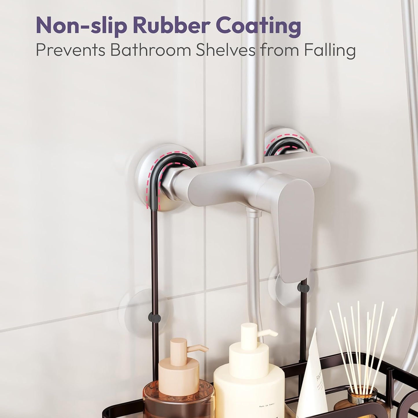 SWTYMIKI Shower Caddy Hanging Organizer - Over the Door Shower Caddy with 6 Hooks, 2 Installation Ways, Stainless Steel Rustproof Bathroom Organizer, Bronze