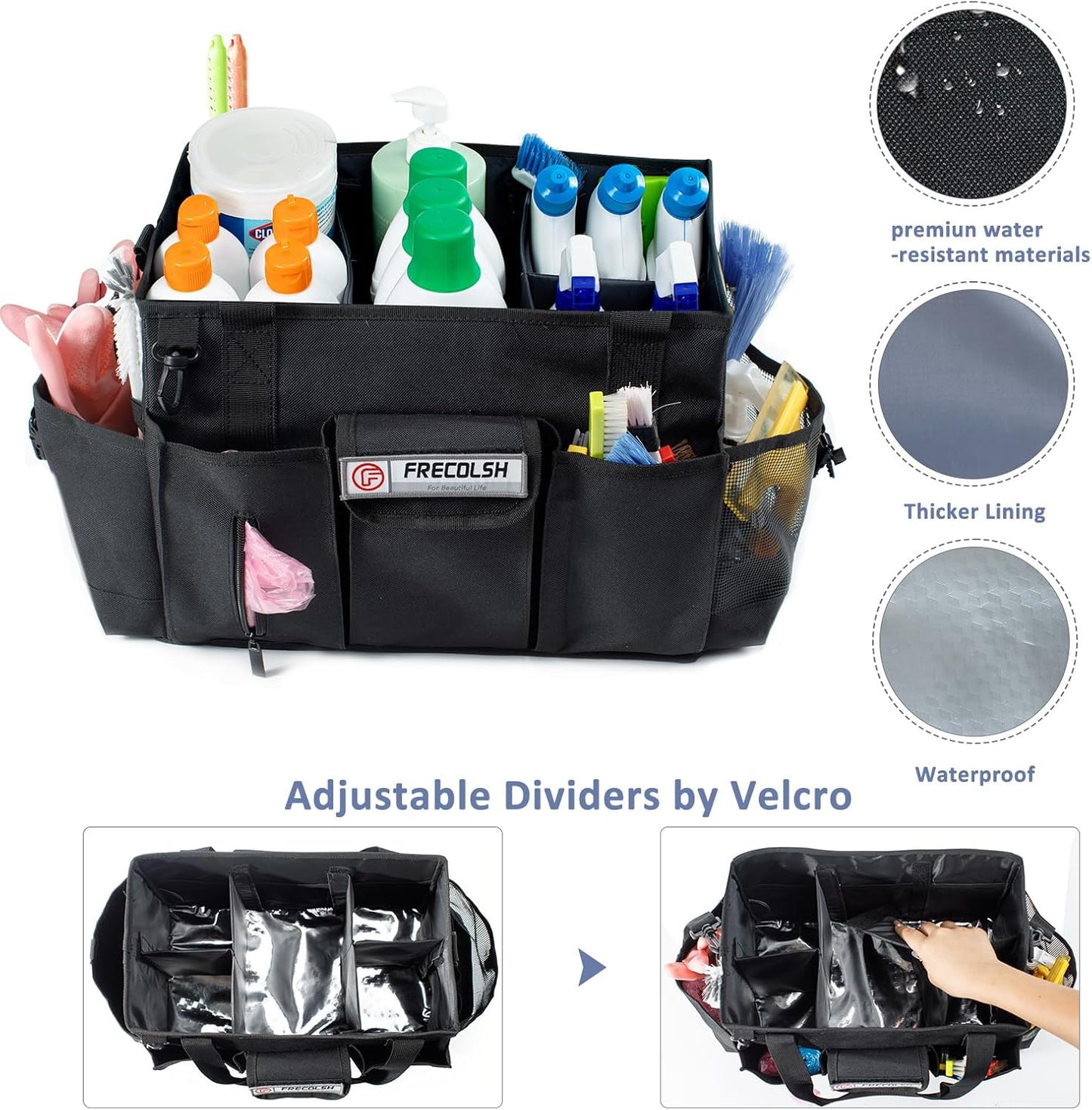 Large Cleaning Caddy for Cleaning Suppliers Organizer,15" Storage Organizer for House Clean Essential, Wearable Cleaing Bag, Storage Caddy for Housekeeping