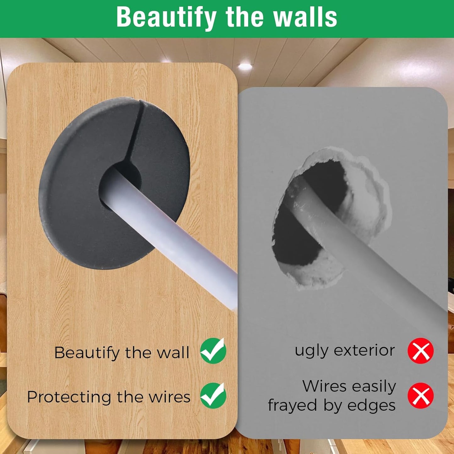 2pc Starlink Cable Grommet 1" Silicone Waterproof Wall Hole Pass Through Split Cable Bushings for TV Wire Ethernet Cord, Starlink Cable Routing Kit Accessories, 52.5mm/2.07" Ht, Grey