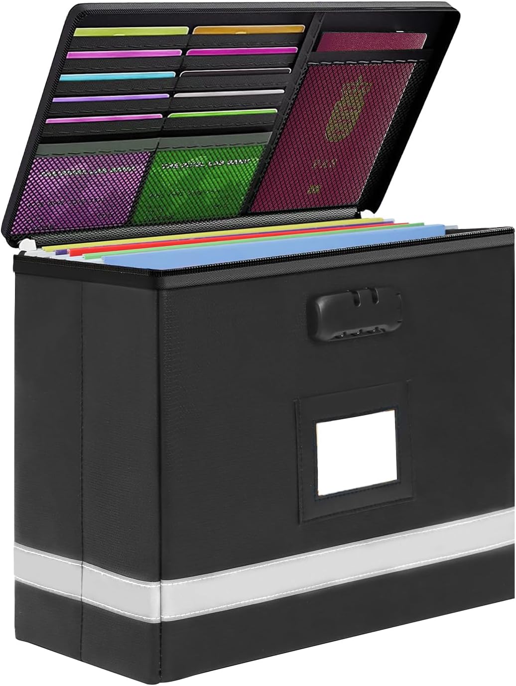 Small Next of Kin Box Organizer with 5 A4 Hanging Folder,Important Document Organizer with Combination Lock Fireproof File Box with Smart Labels for Letter Certificate,(S:13 * 6.3 * 8.3in)