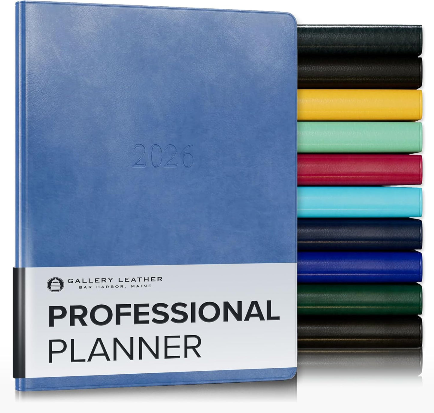 Gallery Leather Professional Weekly Monthly Planner 2026, Elegantly Bound Calendar Planner and Notebook with Stylish Gold-Gilded Page Edges, 12 Months - Acadia Hydrangea - 9 x 7 "