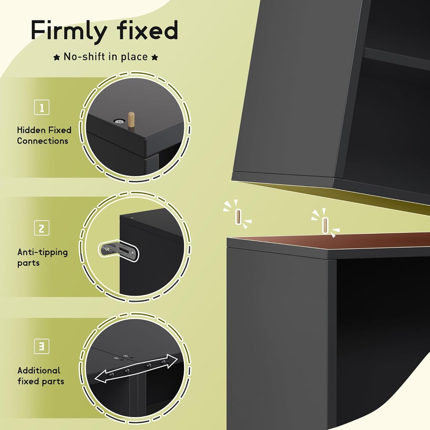 2-Tier Stackable Cube Storage Organizer, DIY Bookcase with 2 Removable Open Shelves & Anti-Tip Design, Cube Book Shelf for Bedroom, Office, Dorm,15" W x 11.81" D x 30" H, Black