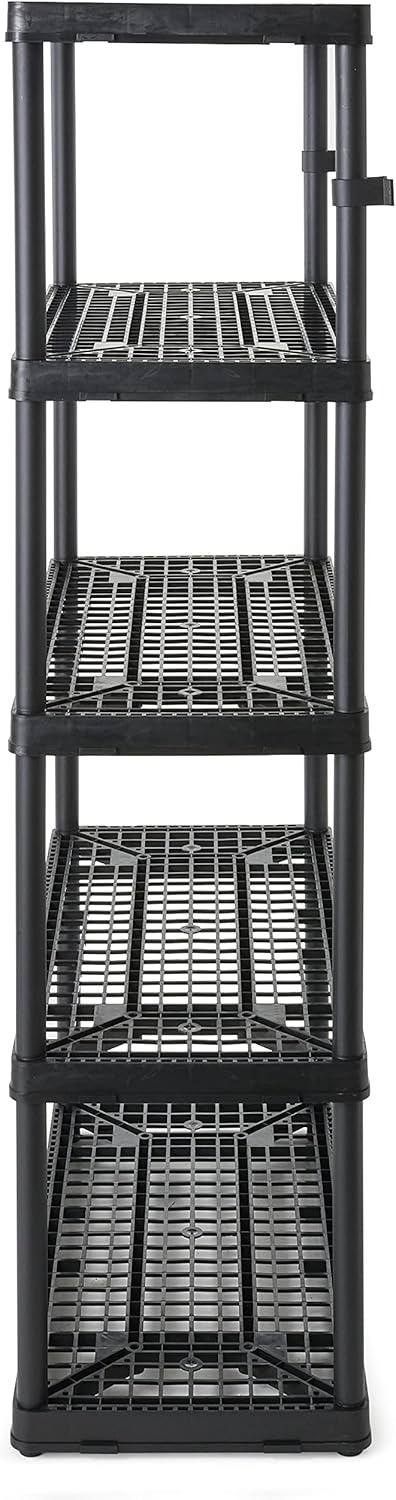 Gracious Living 72 Inch 5 Shelf Heavy Duty Light Weight Garage or Indoor Storage Unit Holds up to 150 Pounds with Easy Assembly (1 Pack), Black