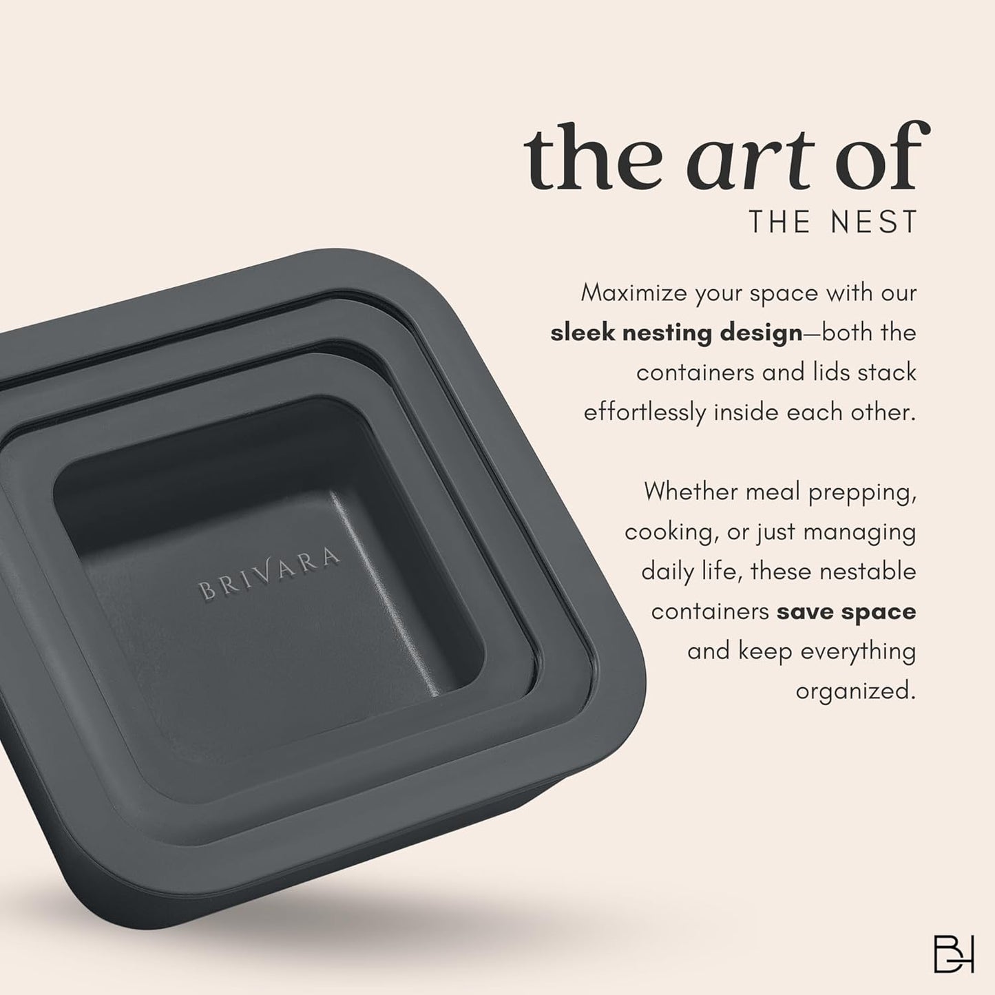 Ceramic Coated Glass Food Storage Container | No PTFE, PFOA, PFAS, and BPA | Reusable Non Toxic Meal Prep Container with Glass Lid | Easy To Store | 5 Cup Square [Onyx]