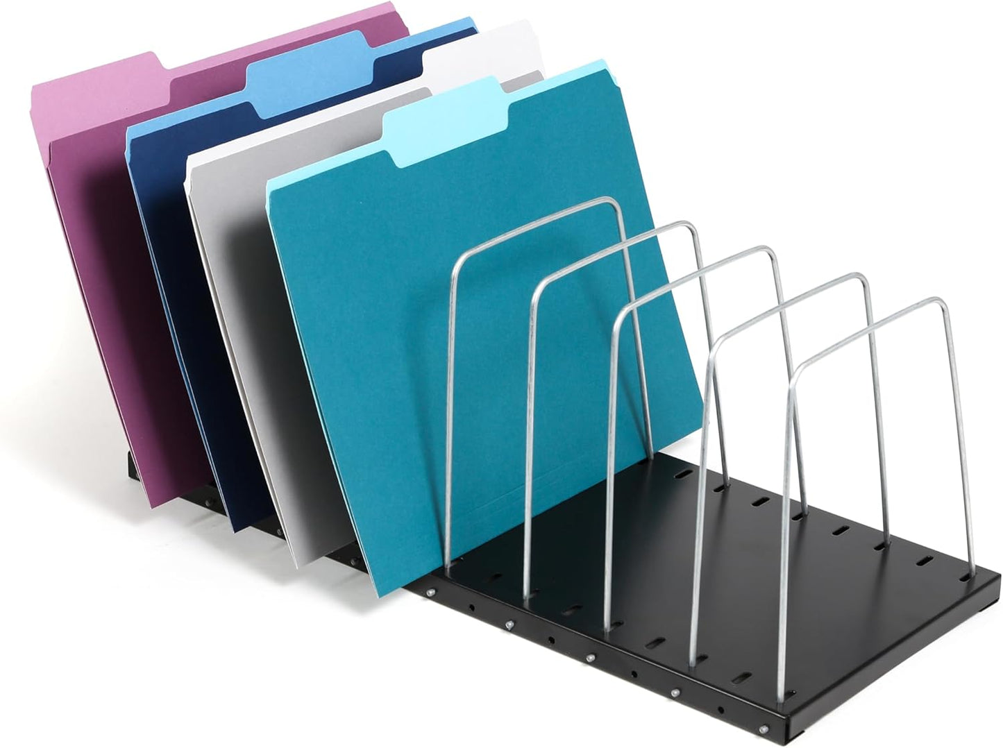 Huron Steel Wire Adjustable Vertical 8-Slot Desk File BinderOrganizer Storage