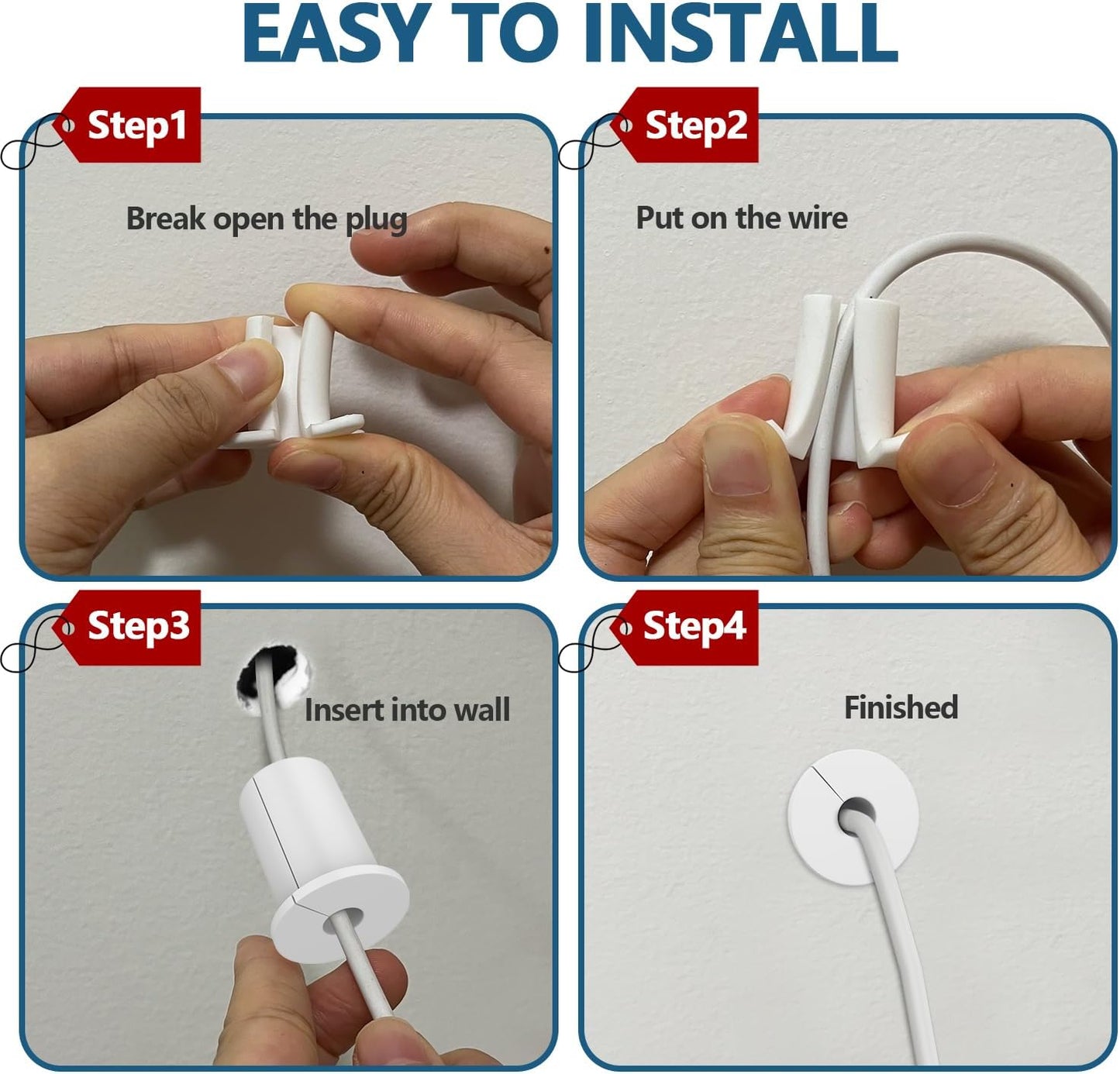 4PCS White 3/4inch starlink Wall Cable Pass Through Bushing Grommets Accessories (4PCS White Starlink Grommets)